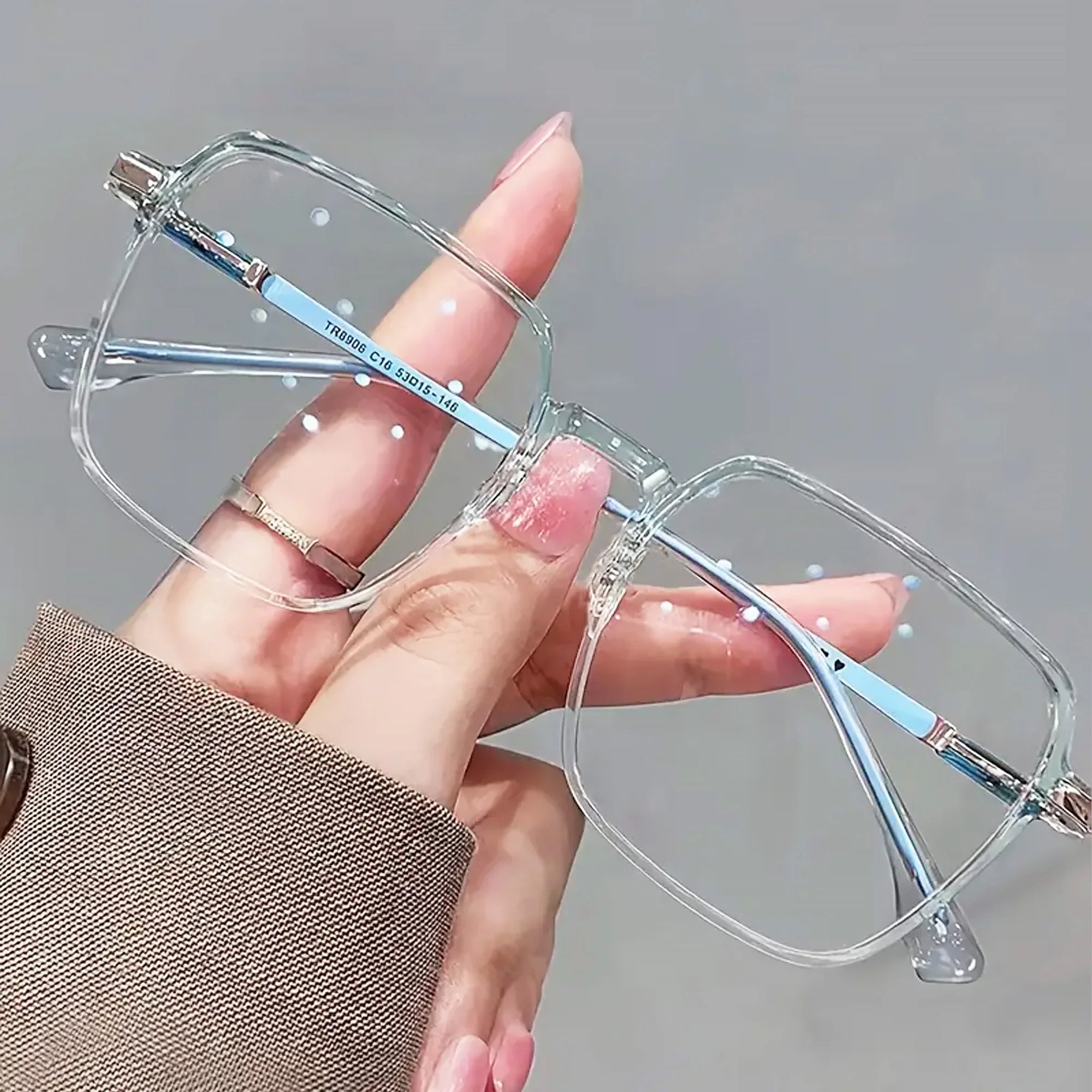 Large Square Reading Glasses with Glitter, Fashionable Reading Glasses, Reading Glasses for Women and Men  +1.0 To +4.0