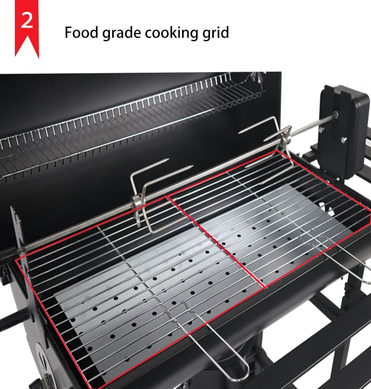 Folding oil drum cart charcoal  chicken grill