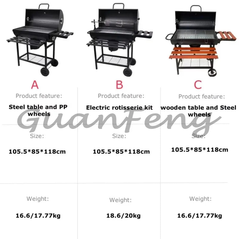 Folding oil drum cart charcoal  chicken grill