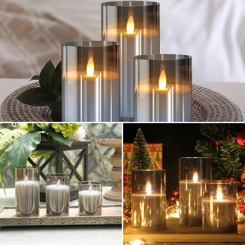 LED Lights for Home Electronic Candle LED Candle Decoration Glass Candle Full Set Remote Control Timer for Christmas Wedding