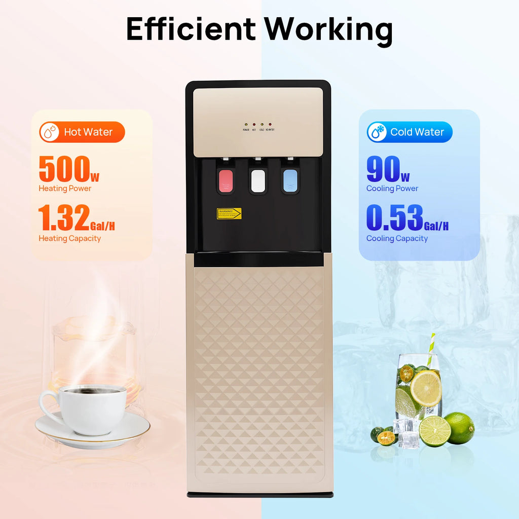 Bottom Loading Water Cooler Dispenser, 3 Temperature Settings - Hot, Cold & Room Water, Ideal for Office, Home, Living Room