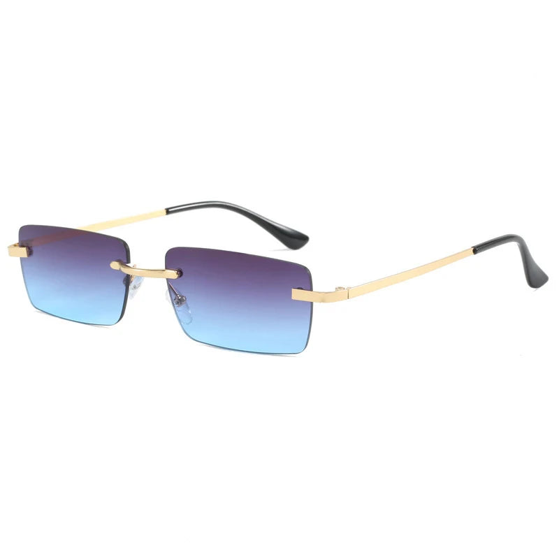1PC Unisex Metal Square Frame Fashio Rimless Sunglasses For Outdoor Beach Party