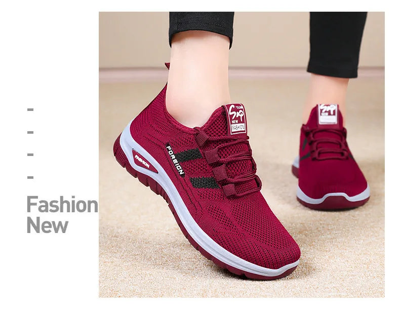 Women Casual Sports Shoes Breathable Lightweight Sneakers Anti-slip Flats Outdoor Running Walking Shoes Female Vulcanized Shoes