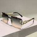 KAMMPT Rimless Square Sunglasses Men Fashion Vintage Double Bridge Shades Women Trendy Luxury Brand Design Gradient Sun Glasses