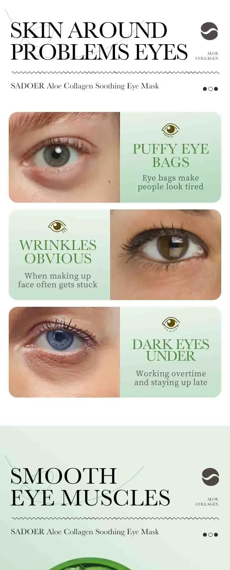 60pcs Aloe Vera Collagen Eye Mask Anti Dark Circles Eyes Bags Moisturizing Firming Hyaluronic Acid Gel Eye Patches Eyes Skincare
