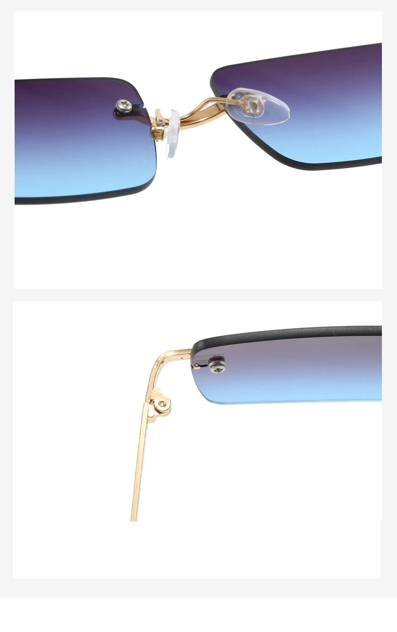 1PC Unisex Metal Square Frame Fashio Rimless Sunglasses For Outdoor Beach Party