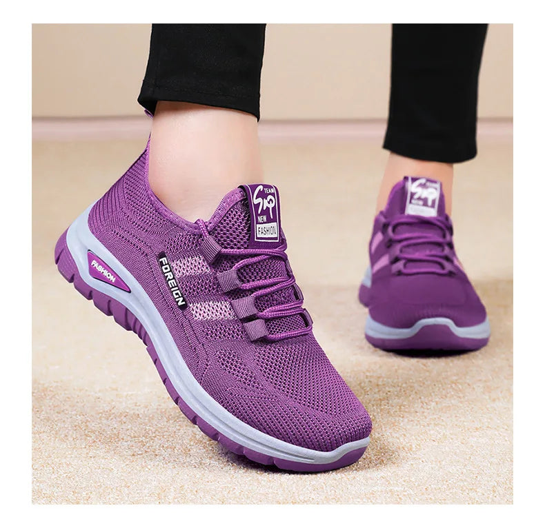 Women Casual Sports Shoes Breathable Lightweight Sneakers Anti-slip Flats Outdoor Running Walking Shoes Female Vulcanized Shoes