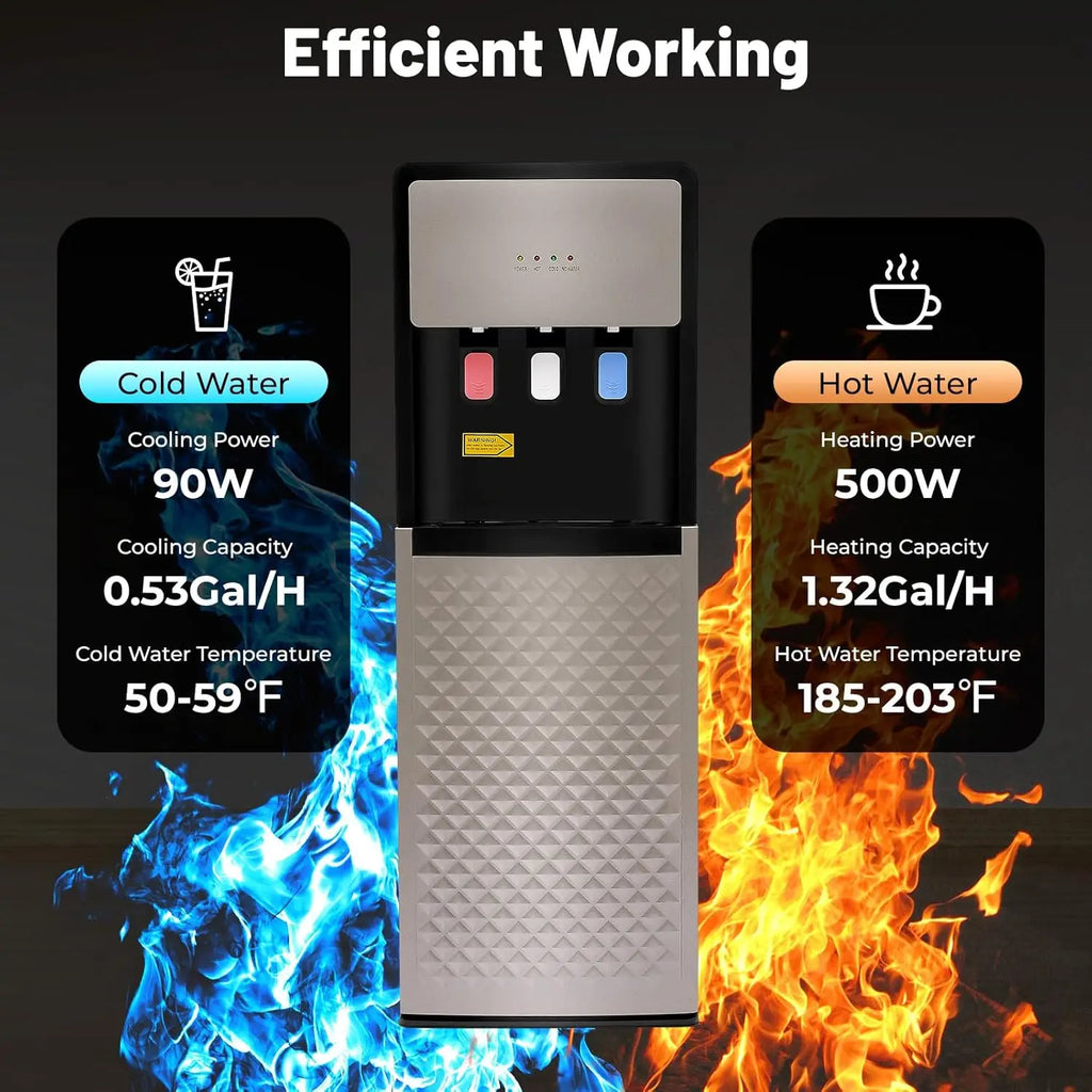 Bottom Loading Water Cooler Dispenser, 3 Temperature Settings - Hot, Cold & Room Water, Ideal for Office, Home, Living Room