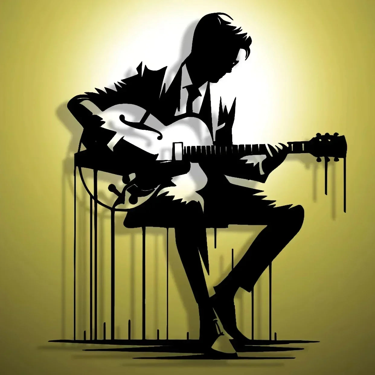 Abstract Metal Guitar Wall Art, Perfect for Home, Office, Café, Bar Decor, Ideal Gift for Music Lovers