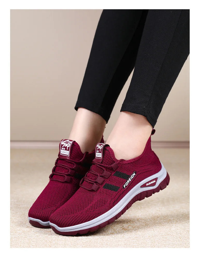 Women Casual Sports Shoes Breathable Lightweight Sneakers Anti-slip Flats Outdoor Running Walking Shoes Female Vulcanized Shoes