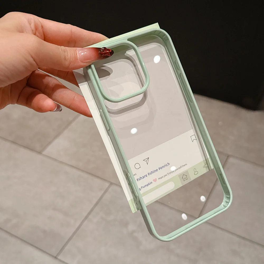 Luxury Candy Color Transparent Phone Case For iPhone 13 14 15 and 16 Clear Acrylic Bumper Back Cases Cover