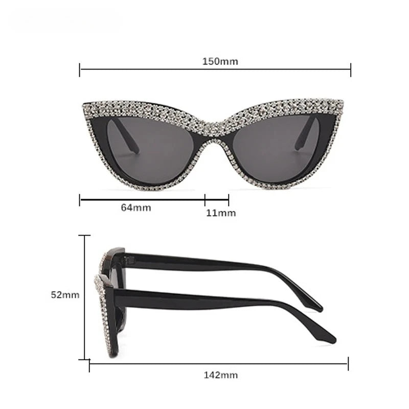 GM LUMIAS Vintage Cat Eye Sunglasses with Rhinestones New in Stylish Women Shades Ins Trendy Handmade Brand Designer Sun Glasses