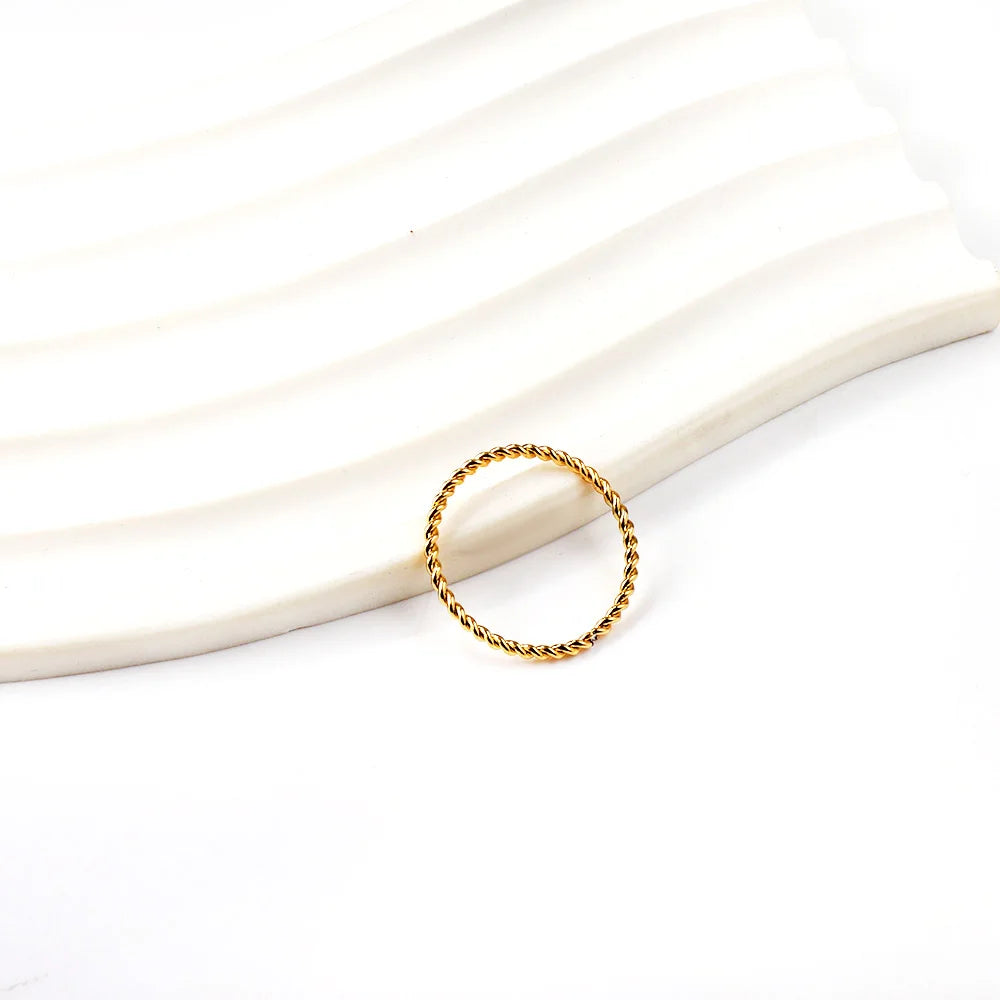 LUXUSTEEL Stainless Steel Women Rings Simple Twist Rope Coin Heart Round Texture Waterproof Finger Bands Ring Wedding  Jewelry