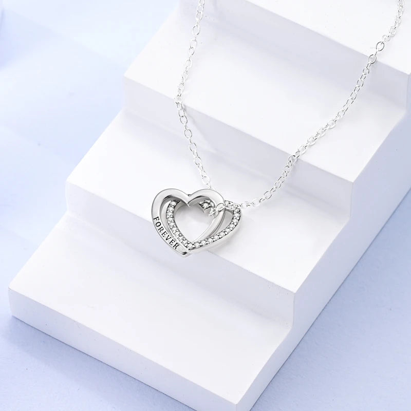 Luxury Necklace 925 Silver Original Sterling Zircon Dragonfly Butterfly Firefly Star Moon Chain Link For Women Wedding Jewelry