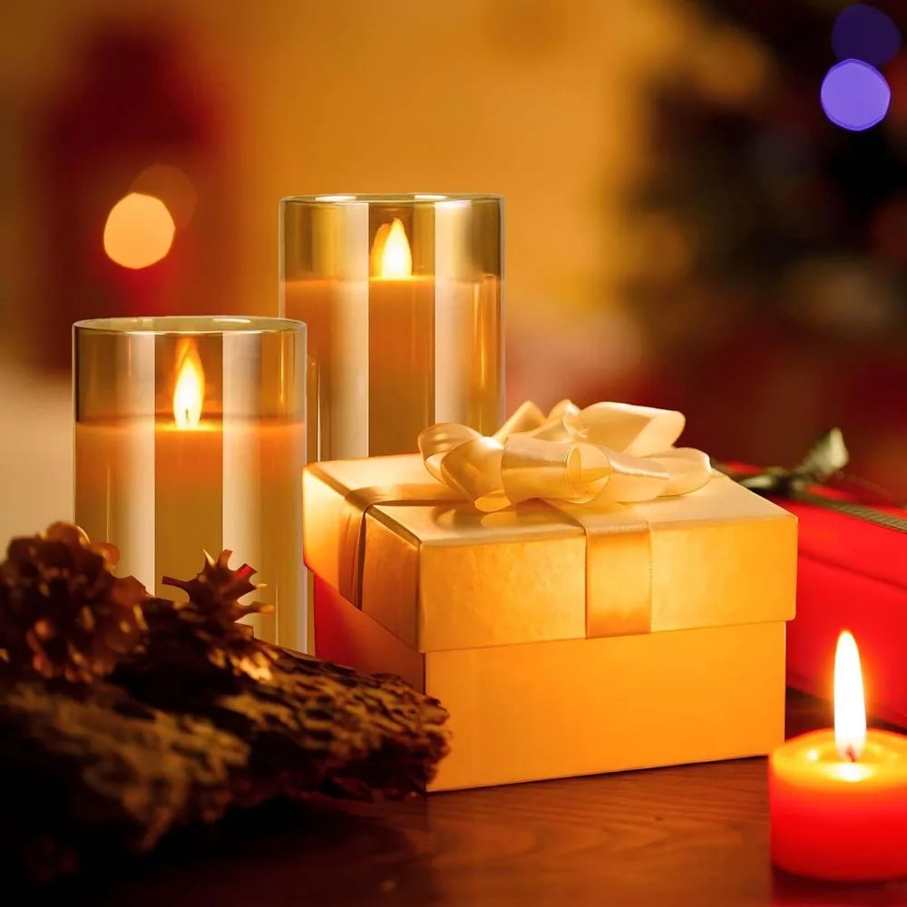 LED Lights for Home Electronic Candle LED Candle Decoration Glass Candle Full Set Remote Control Timer for Christmas Wedding