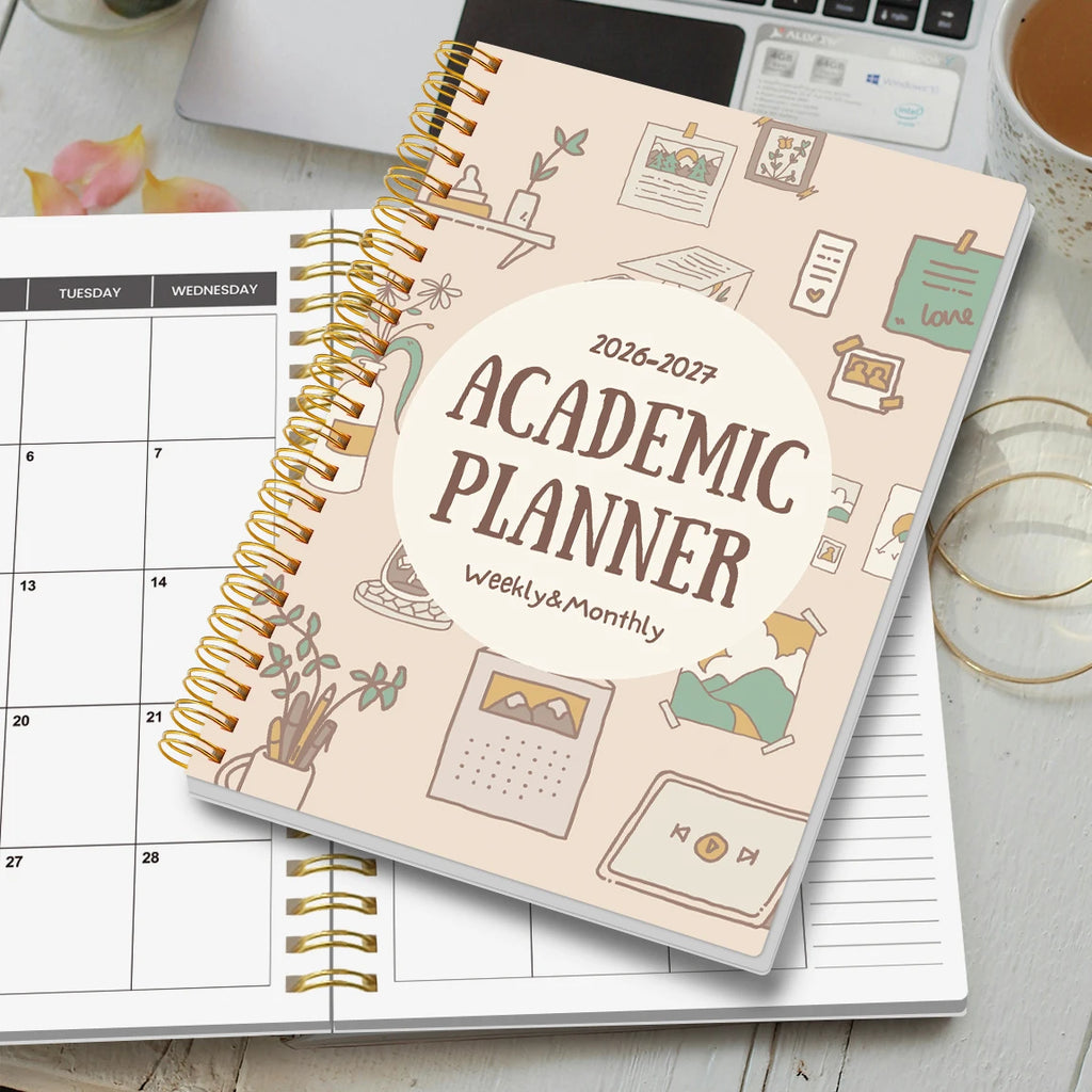 A5 2026-2027 Academic Planner Weekly Monthly Organizer, Jan 2026 to Dec 2027, School Student Teacher Spiral Notebook Calendar