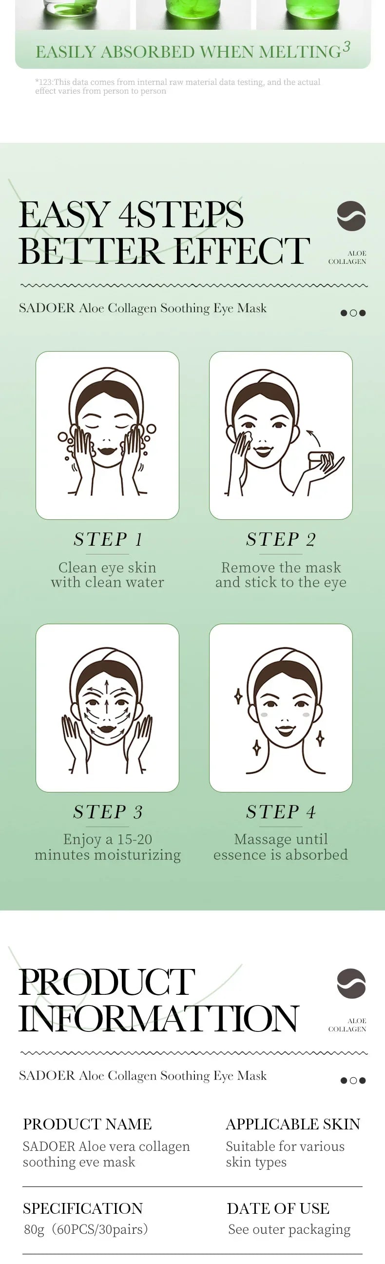 60pcs Aloe Vera Collagen Eye Mask Anti Dark Circles Eyes Bags Moisturizing Firming Hyaluronic Acid Gel Eye Patches Eyes Skincare