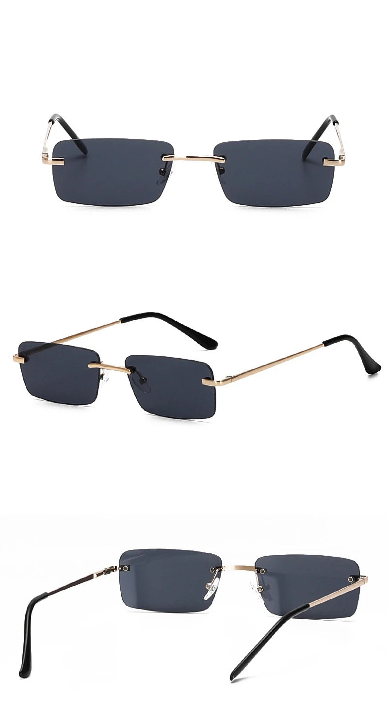 1PC Unisex Metal Square Frame Fashio Rimless Sunglasses For Outdoor Beach Party
