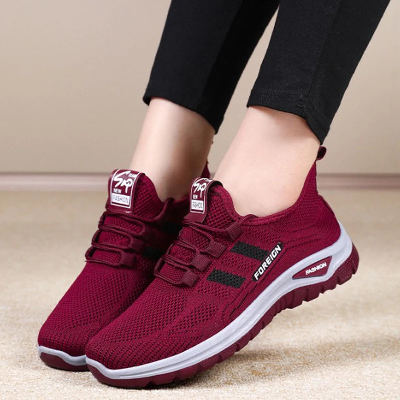 Women Casual Sports Shoes Breathable Lightweight Sneakers Anti-slip Flats Outdoor Running Walking Shoes Female Vulcanized Shoes