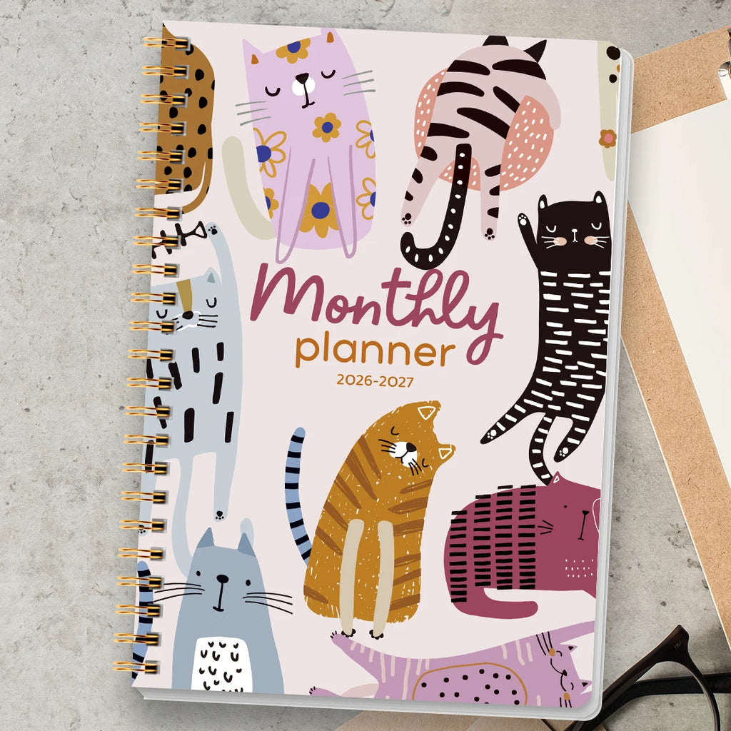 A5 2026-2027 Academic Planner Weekly Monthly Organizer, Jan 2026 to Dec 2027, School Student Teacher Spiral Notebook Calendar