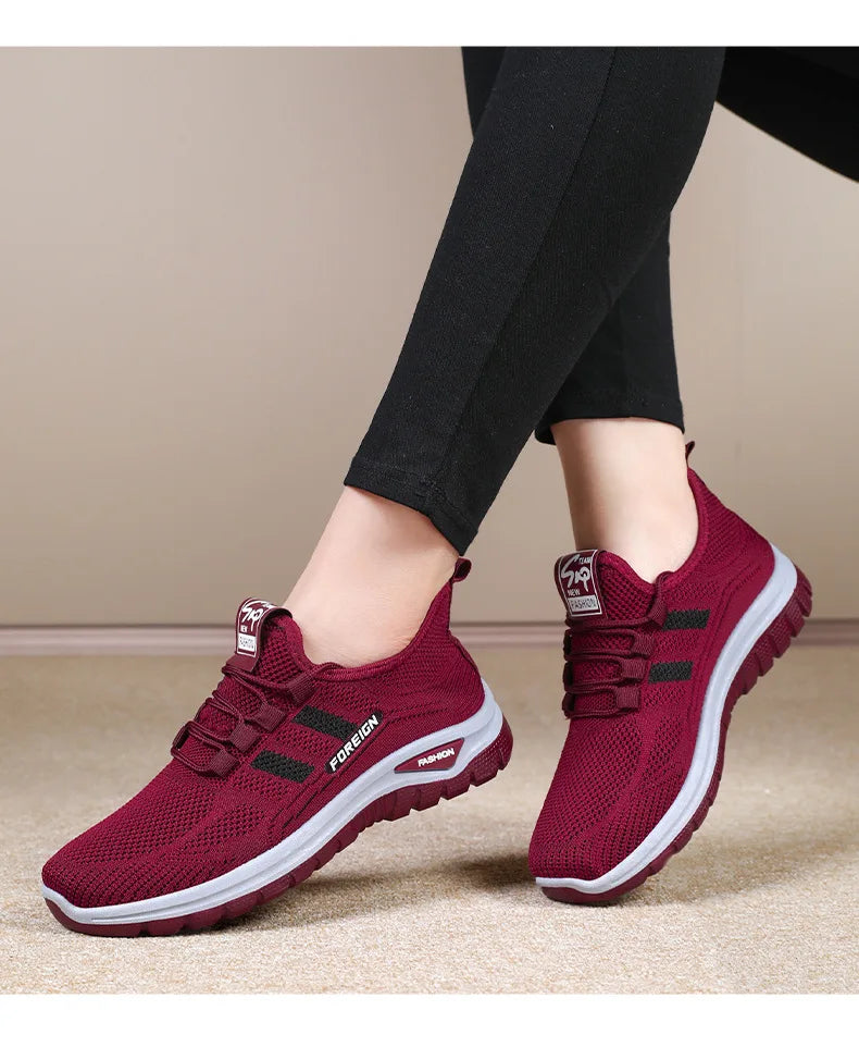 Women Casual Sports Shoes Breathable Lightweight Sneakers Anti-slip Flats Outdoor Running Walking Shoes Female Vulcanized Shoes