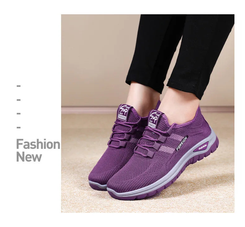 Women Casual Sports Shoes Breathable Lightweight Sneakers Anti-slip Flats Outdoor Running Walking Shoes Female Vulcanized Shoes