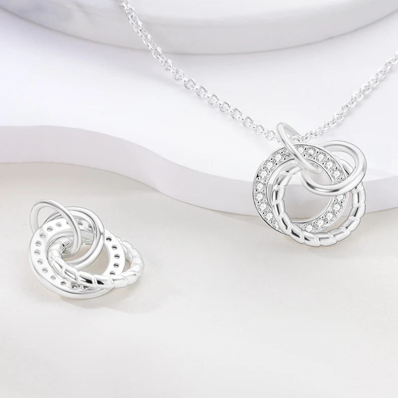 Luxury Necklace 925 Silver Original Sterling Zircon Dragonfly Butterfly Firefly Star Moon Chain Link For Women Wedding Jewelry