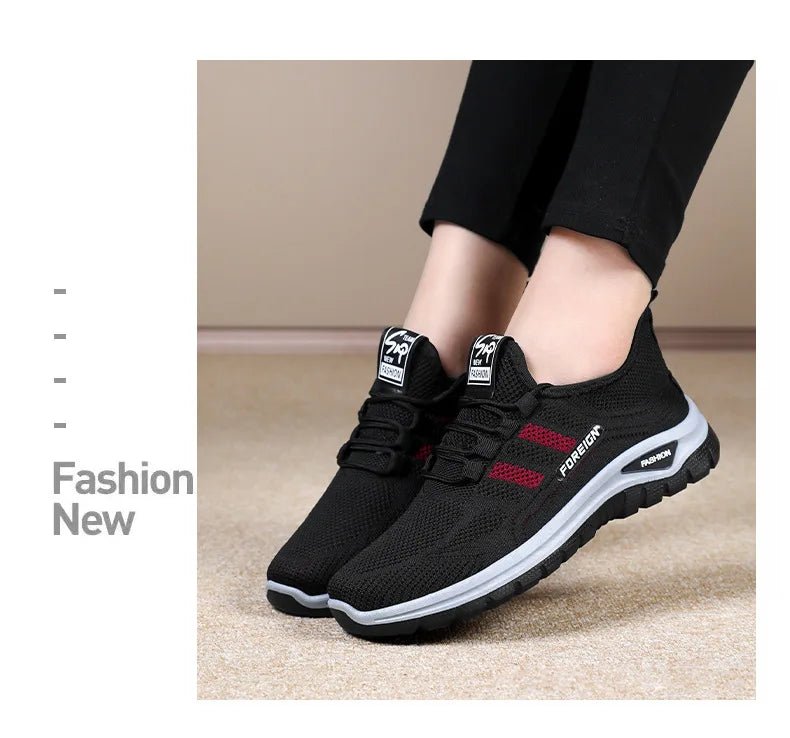 Women Casual Sports Shoes Breathable Lightweight Sneakers Anti-slip Flats Outdoor Running Walking Shoes Female Vulcanized Shoes