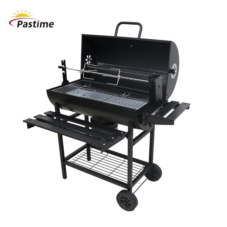 Folding oil drum cart charcoal  chicken grill