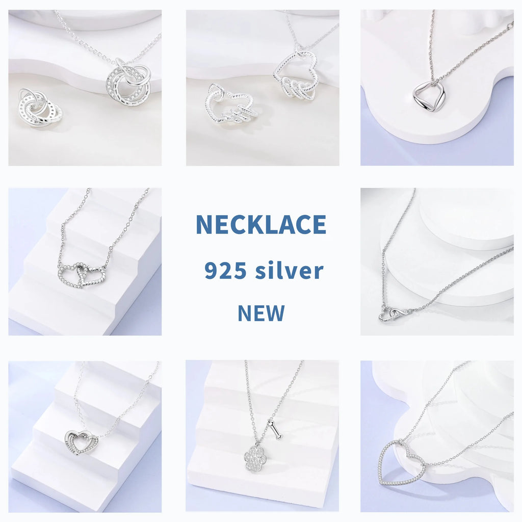 Luxury Necklace 925 Silver Original Sterling Zircon Dragonfly Butterfly Firefly Star Moon Chain Link For Women Wedding Jewelry