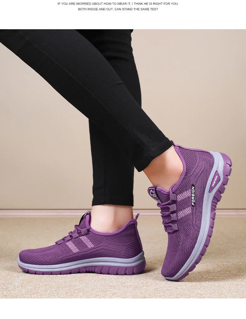 Women Casual Sports Shoes Breathable Lightweight Sneakers Anti-slip Flats Outdoor Running Walking Shoes Female Vulcanized Shoes