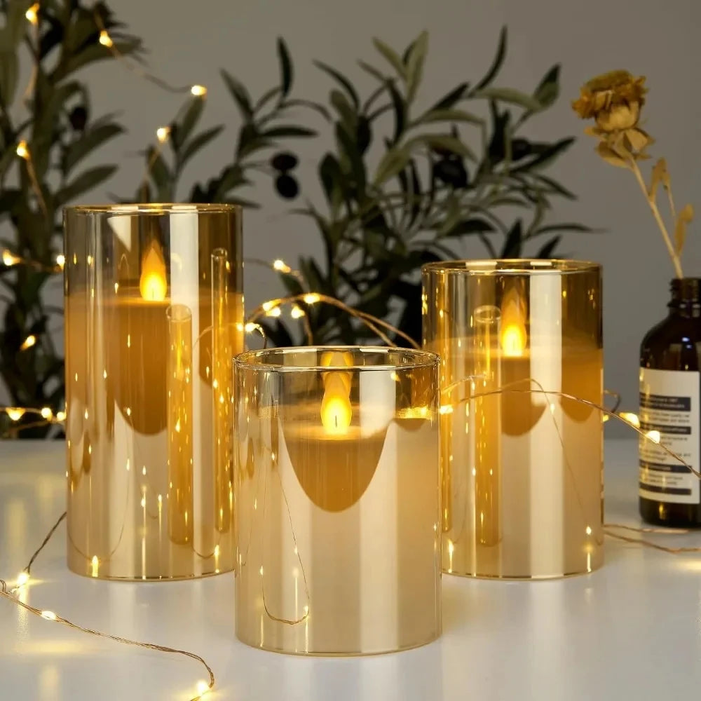 LED Lights for Home Electronic Candle LED Candle Decoration Glass Candle Full Set Remote Control Timer for Christmas Wedding