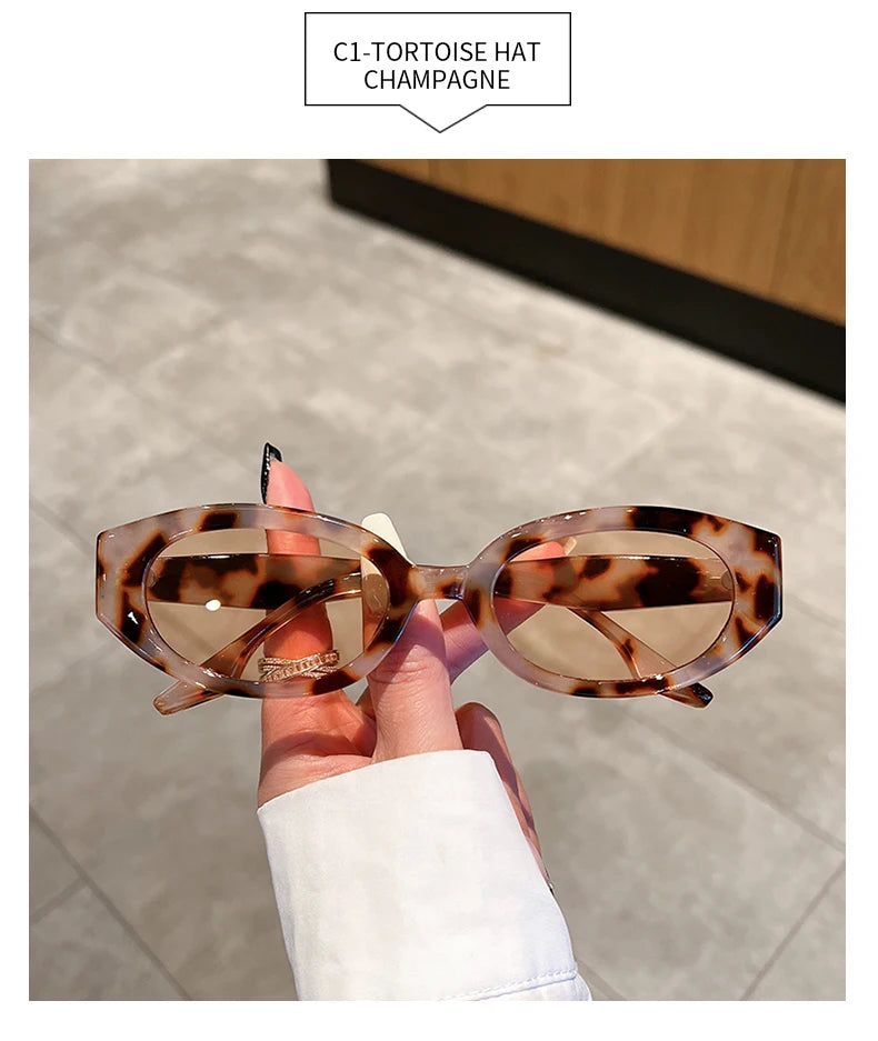 KAMMPT Vintage Oval Sunglasses Women Fashion Retro Female Sun Glasses New in Trendy Luxury Brand Designer Lady Shades Eyewear