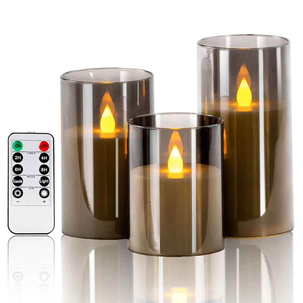 LED Lights for Home Electronic Candle LED Candle Decoration Glass Candle Full Set Remote Control Timer for Christmas Wedding