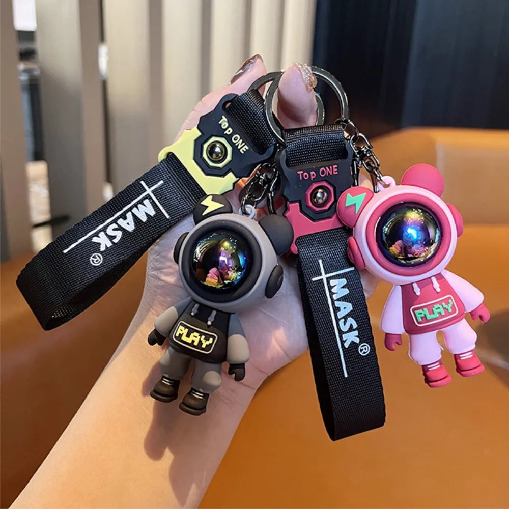 Cartoon Lightning Bear Keychain Cute Astronaut Bear Doll Keychain Bag Pendant Couple Car Key Ring Creative Bag Charm GiftPendant