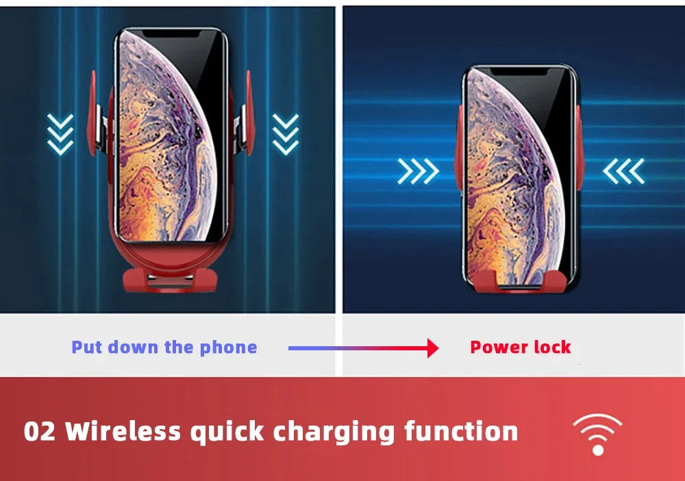 Fashion Qi Fast Wireless Charger Car Phone Holder Smart Infrared Sensor Air Vent Mount Automatic Clamping Mobile Phone Stand S11
