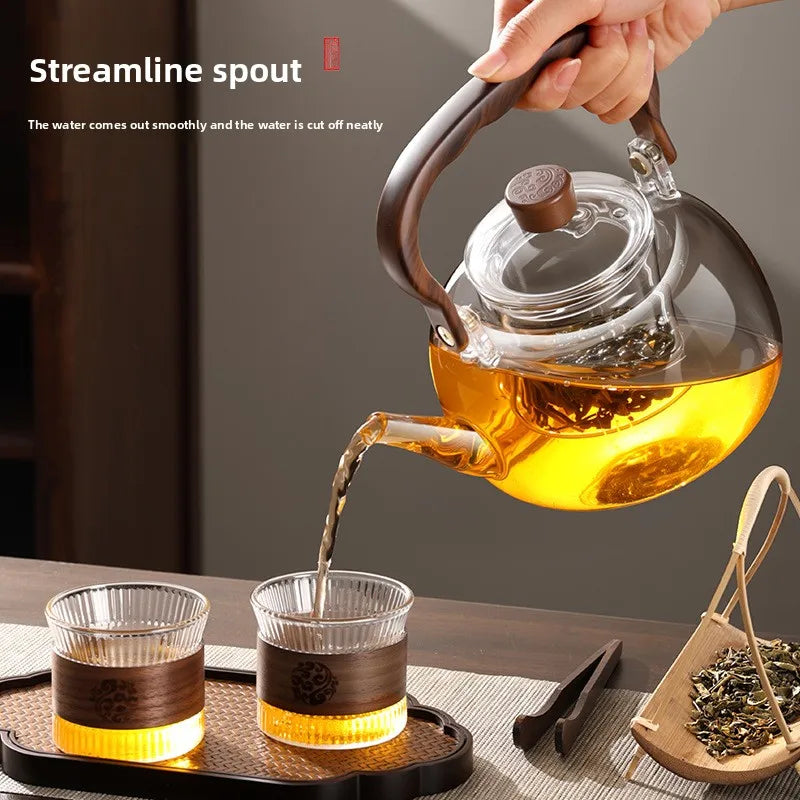 Glass Teapot Stovetop, Borosilicate Tea Kettle Stainless Steel Infuser, Teapot Blooming and Loose Leaf Tea Maker Tea Brewer
