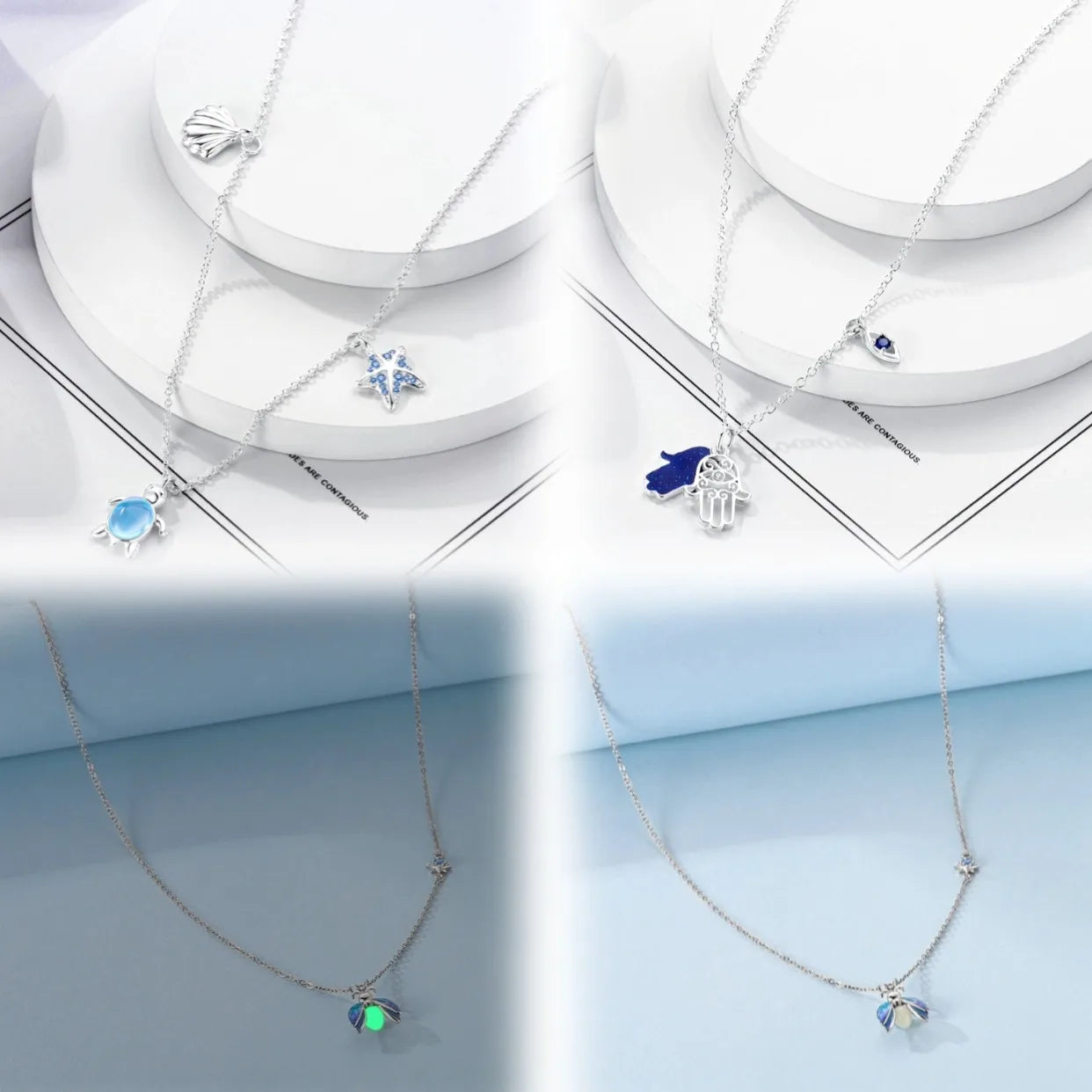 Luxury Necklace 925 Silver Original Sterling Zircon Dragonfly Butterfly Firefly Star Moon Chain Link For Women Wedding Jewelry