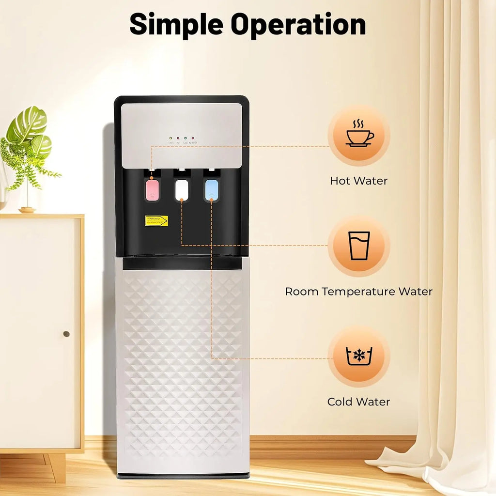 Bottom Loading Water Cooler Dispenser, 3 Temperature Settings - Hot, Cold & Room Water, Ideal for Office, Home, Living Room