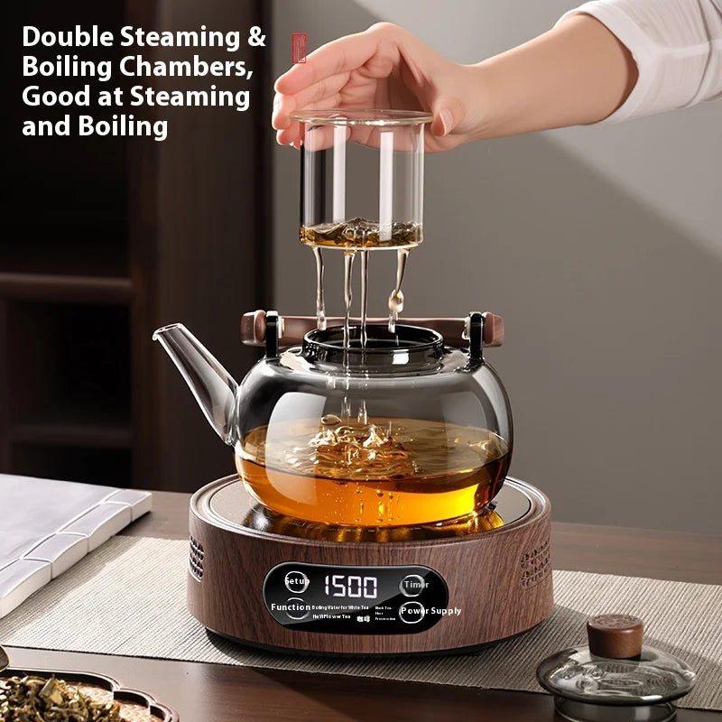 Glass Teapot Stovetop, Borosilicate Tea Kettle Stainless Steel Infuser, Teapot Blooming and Loose Leaf Tea Maker Tea Brewer