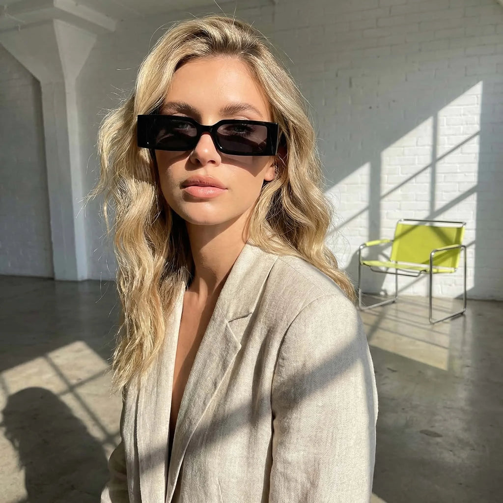 Fashion Brand New Sunglasses Ins Wind Concave Style Personalized Sunglasses for Men and Women Street Small Box Slim Glasses.