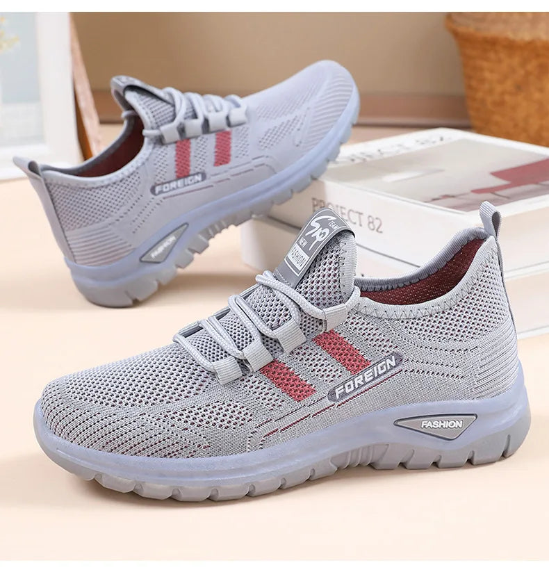 Women Casual Sports Shoes Breathable Lightweight Sneakers Anti-slip Flats Outdoor Running Walking Shoes Female Vulcanized Shoes