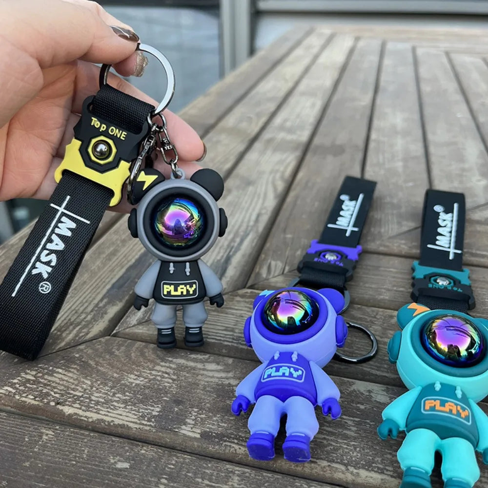 Cartoon Lightning Bear Keychain Cute Astronaut Bear Doll Keychain Bag Pendant Couple Car Key Ring Creative Bag Charm GiftPendant