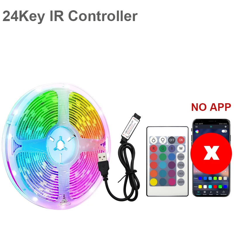 RGB Led Strip Lights 5m 10m 20m 25m Led Room Light Flexible Ribbon Luces Led Tape for TV Backlight Home Room Bedroom Decoration