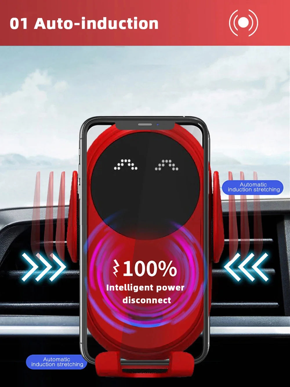 Fashion Qi Fast Wireless Charger Car Phone Holder Smart Infrared Sensor Air Vent Mount Automatic Clamping Mobile Phone Stand S11