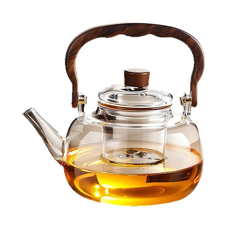 Glass Teapot Stovetop, Borosilicate Tea Kettle Stainless Steel Infuser, Teapot Blooming and Loose Leaf Tea Maker Tea Brewer