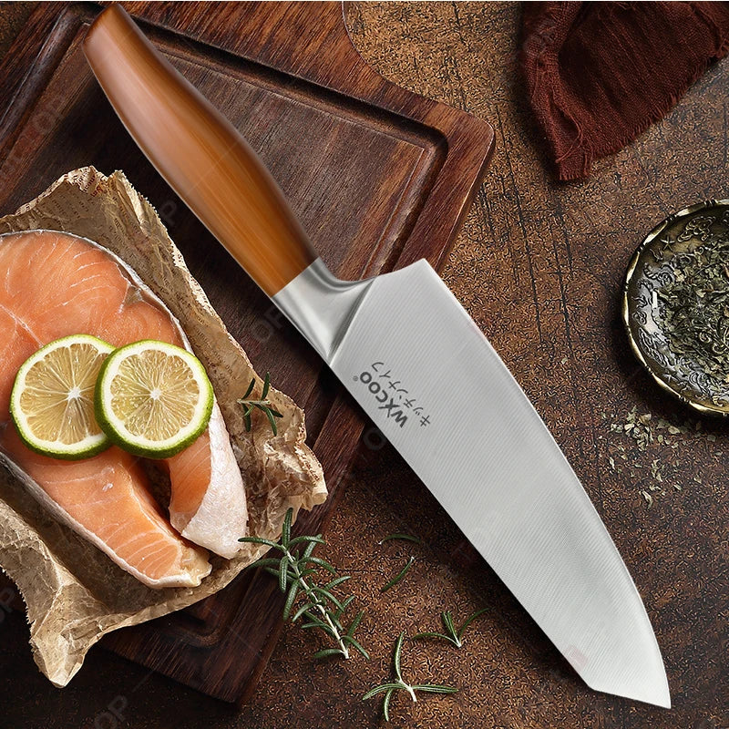 Japanese Kitchen Knives Stainless Steel Professional Chef Knife Cleaver Santoku Knife Fruit Slicing Utility Knife Cooking Tools