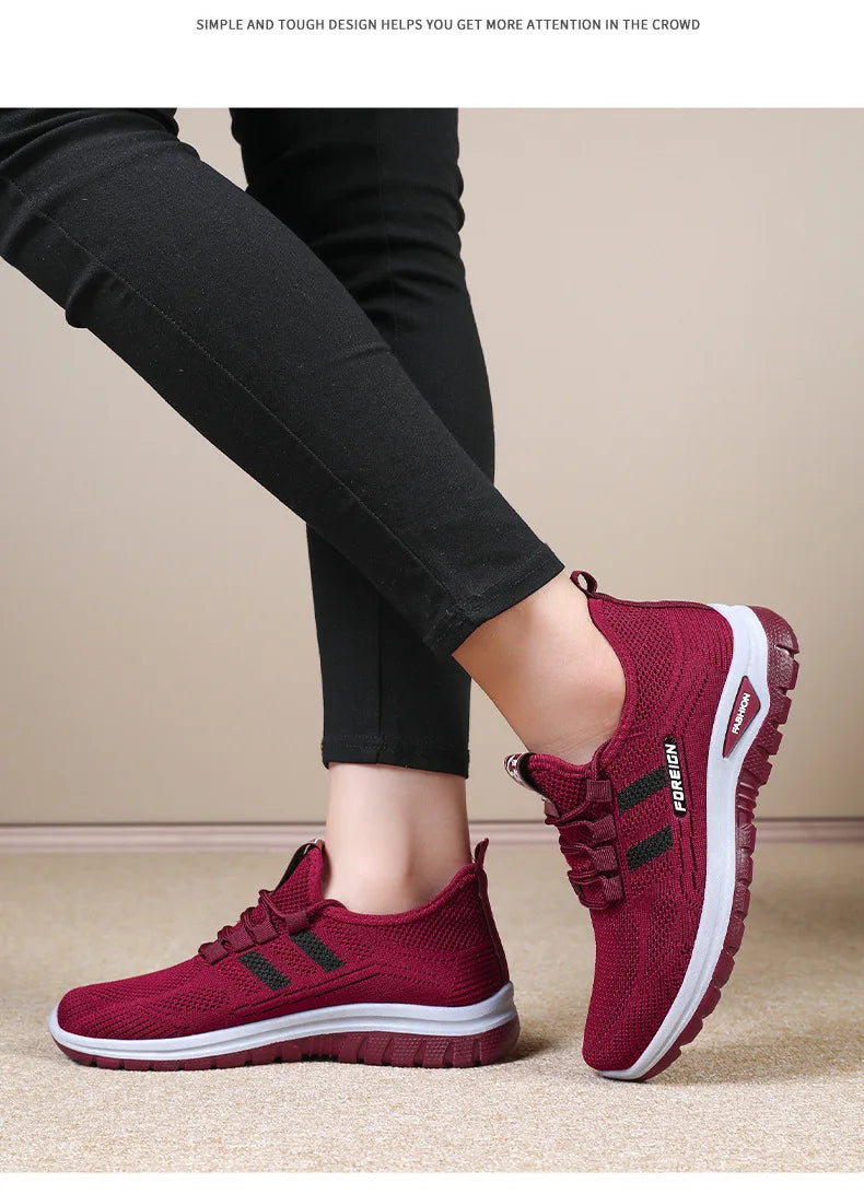 Women Casual Sports Shoes Breathable Lightweight Sneakers Anti-slip Flats Outdoor Running Walking Shoes Female Vulcanized Shoes