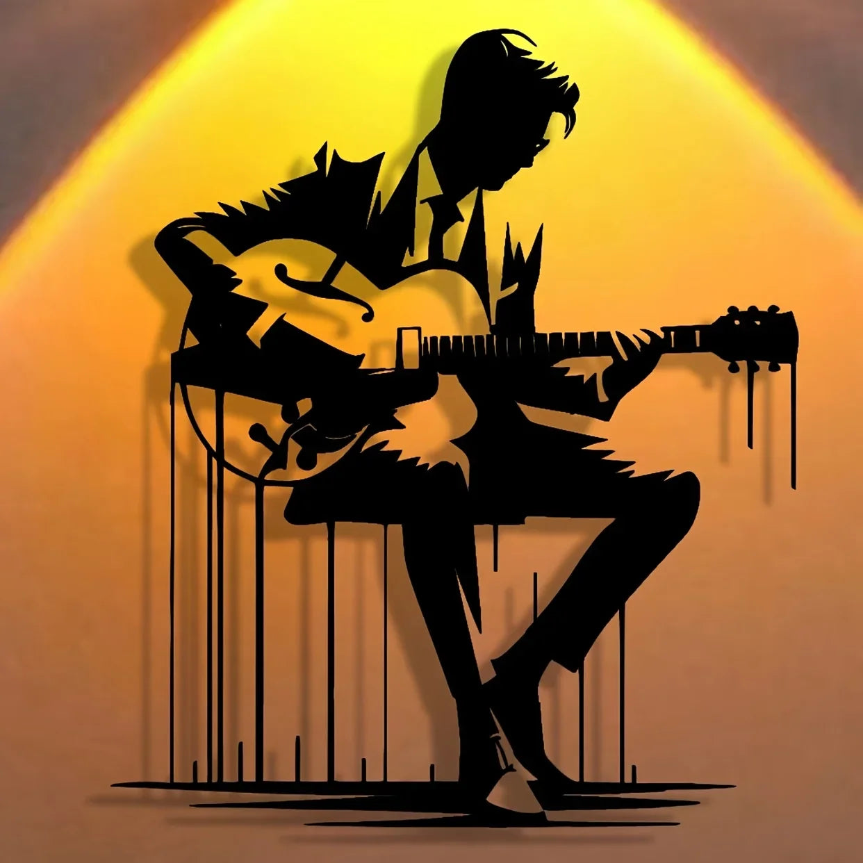 Abstract Metal Guitar Wall Art, Perfect for Home, Office, Café, Bar Decor, Ideal Gift for Music Lovers