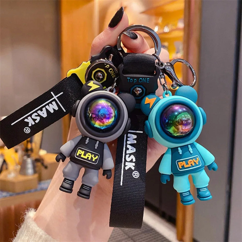 Cartoon Lightning Bear Keychain Cute Astronaut Bear Doll Keychain Bag Pendant Couple Car Key Ring Creative Bag Charm GiftPendant